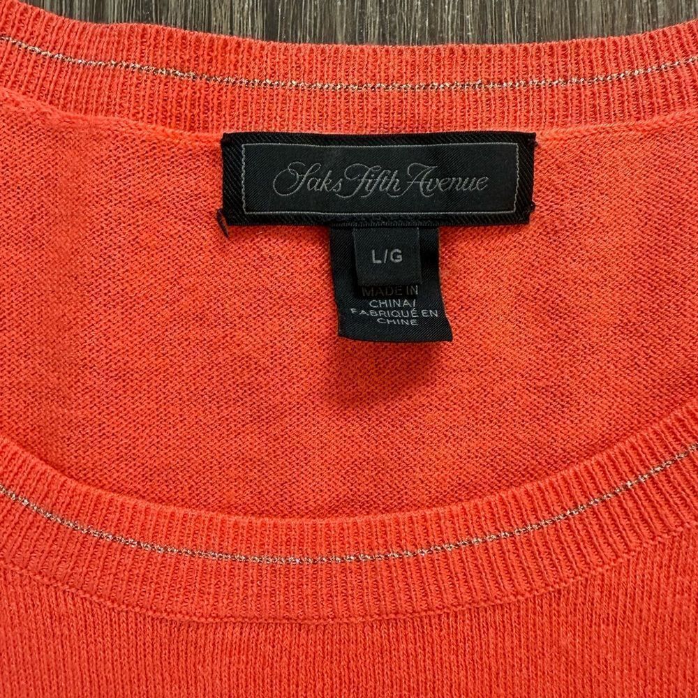 Saks Fifth Avenue Orange Sweater Shitt - Picture 2 of 3